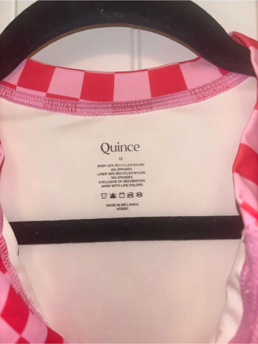 Quince long sleeve checkered zip up swimsuit girls size 12